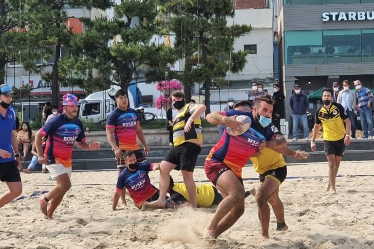 Beach touch rugby is popular in Korea